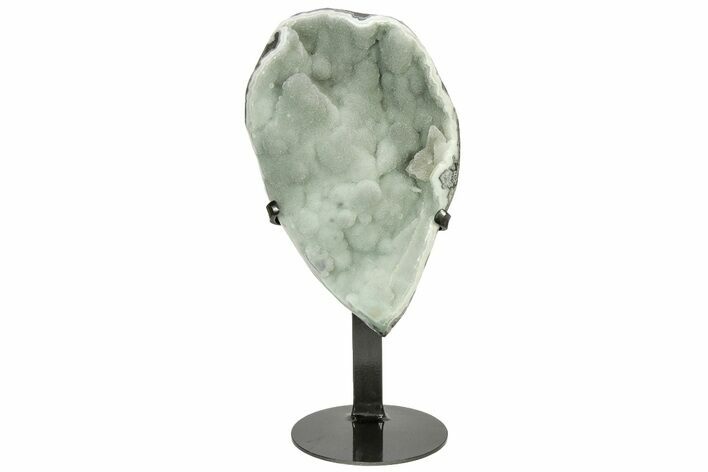 Green Druzy Quartz Geode Section With Metal Stand #233929